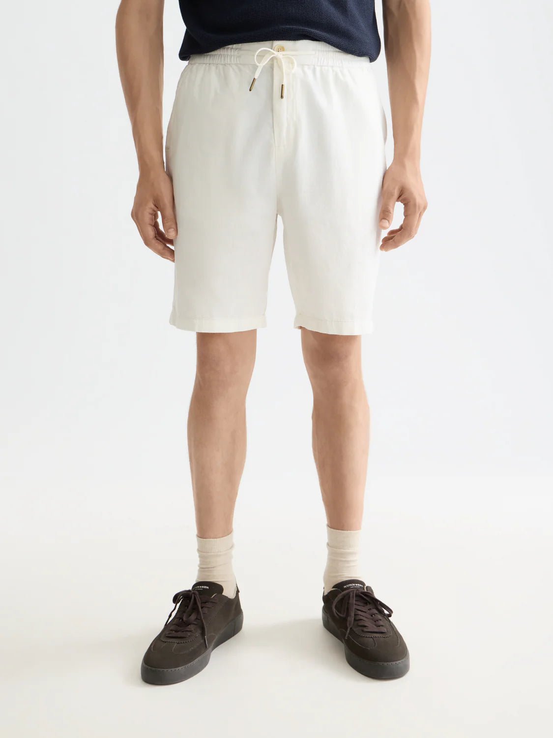 Core Fave Cotton-Linen Twill Bermuda Short Men Shorts Scotch Soda Homme OFF WHITE 30