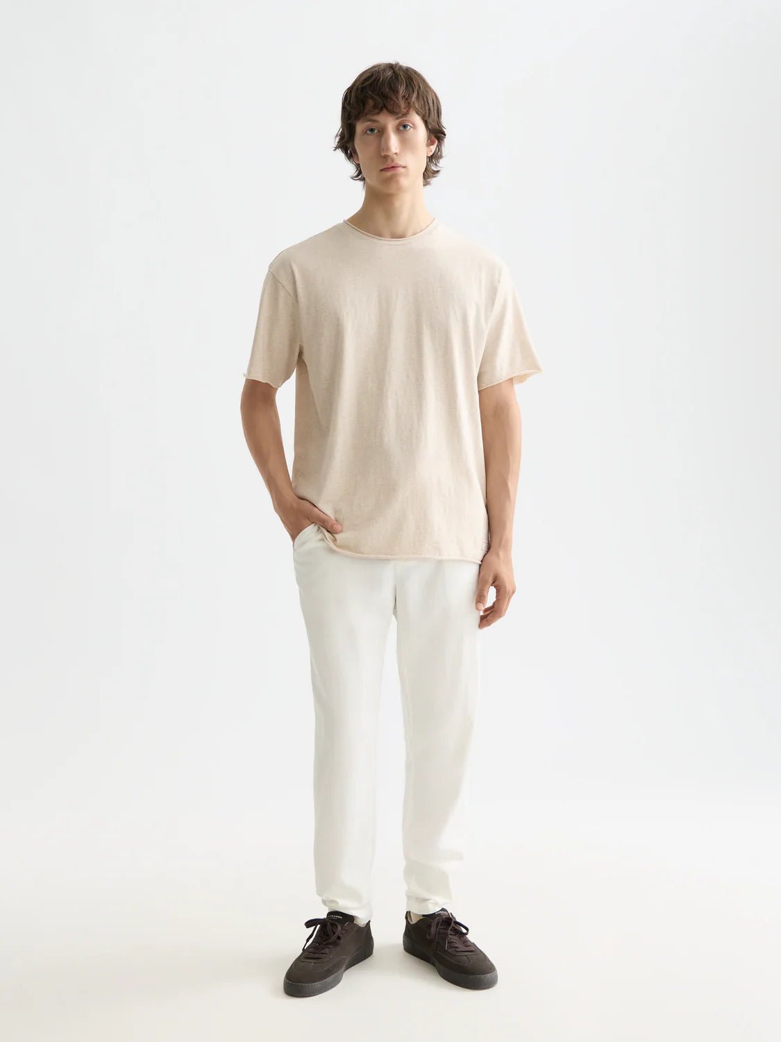 Core Raw-Edged Relaxed-Fit Garment-Dyed T-Shirt Men T-Shirts Scotch Soda Homme Oatmeal Melange XXL