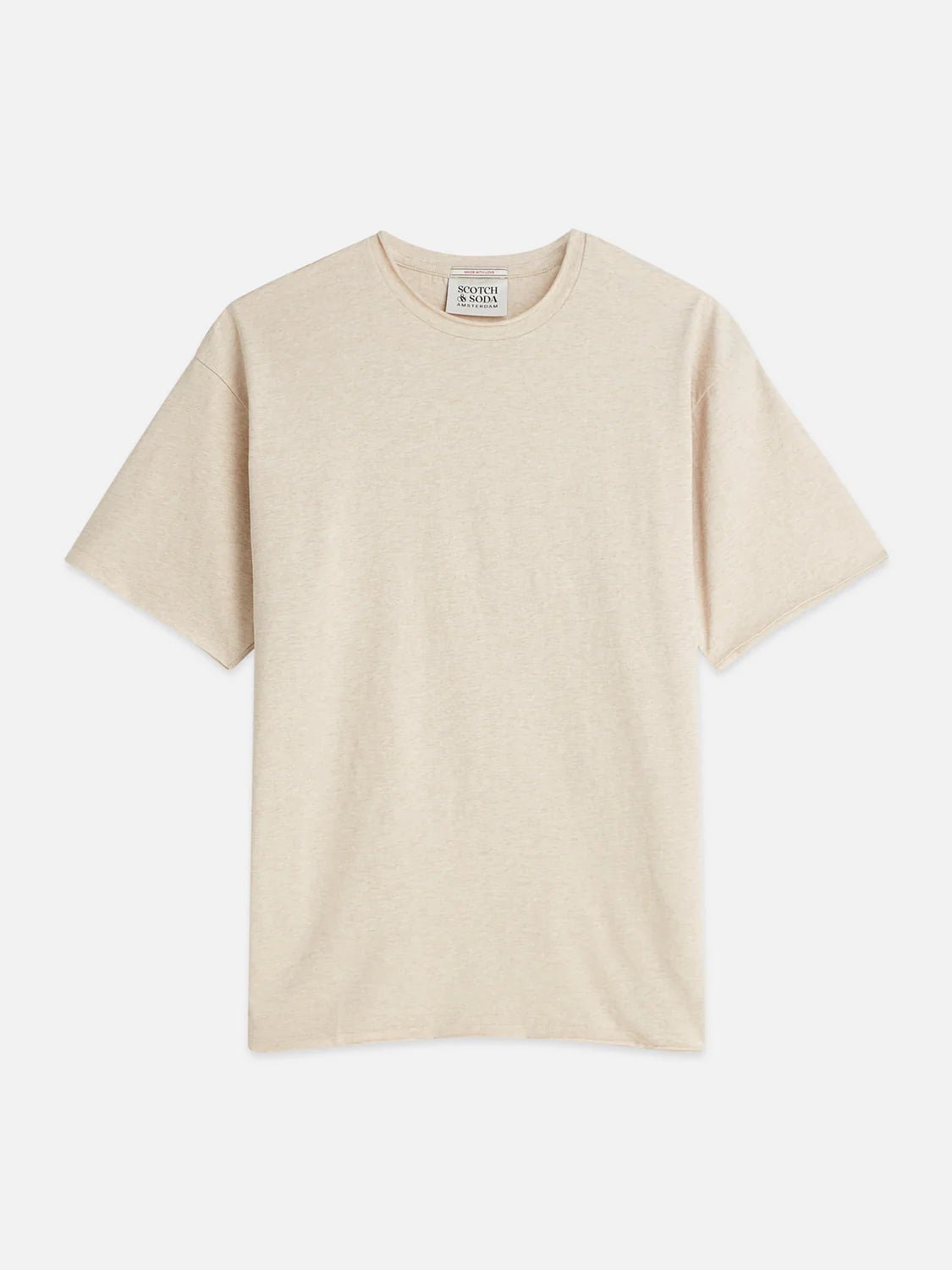 Core Raw-Edged Relaxed-Fit Garment-Dyed T-Shirt Men T-Shirts Scotch Soda Homme Oatmeal Melange L