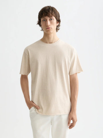 Core Raw-Edged Relaxed-Fit Garment-Dyed T-Shirt Men T-Shirts Scotch Soda Homme Oatmeal Melange XS