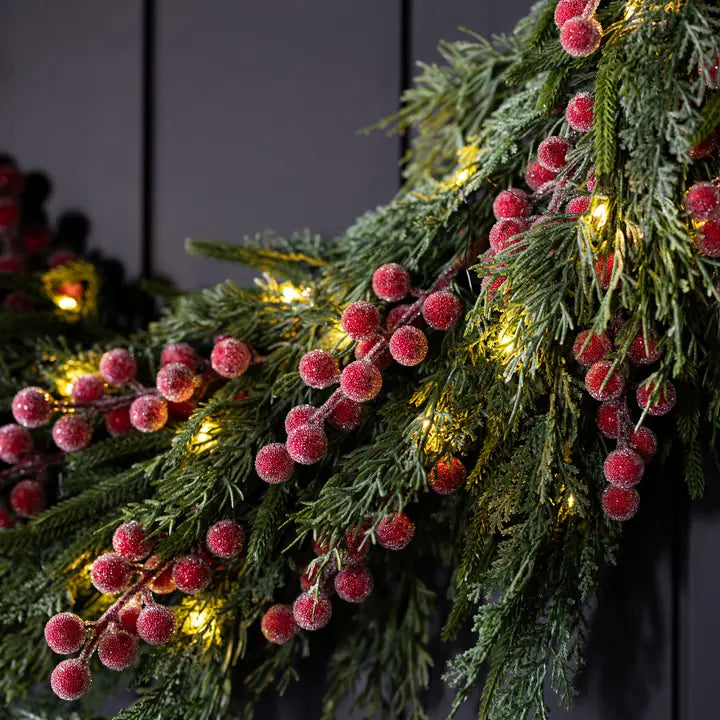 Red Plum Berry Wreath LED