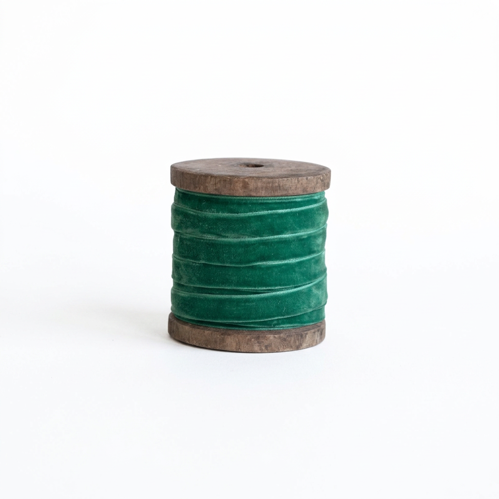 Green Velvet Ribbon on Wood Spool,XS4125SC