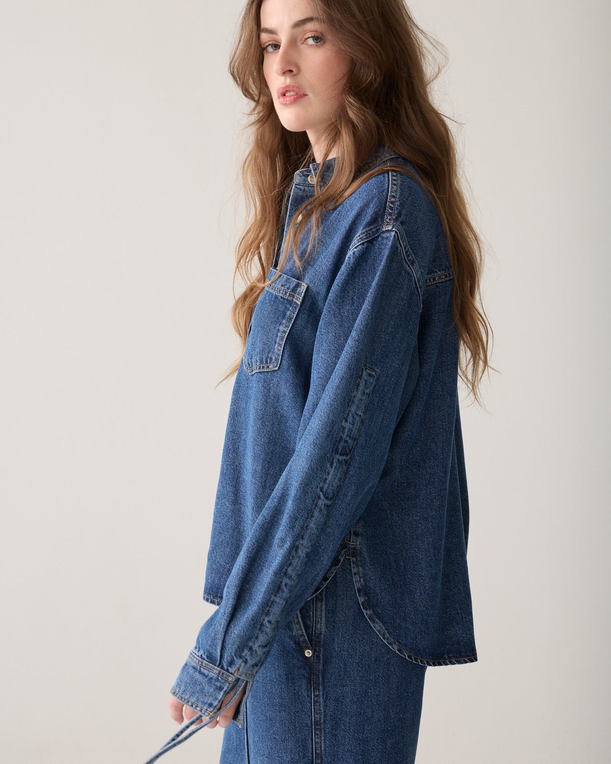 Denim Blouse with Boyfriend Fit Woman SUMMUM 34 DENIM