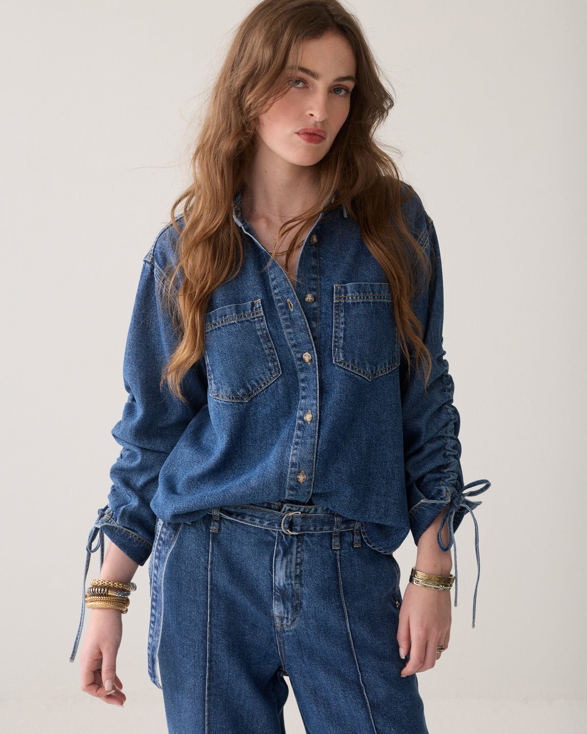 Denim Blouse with Boyfriend Fit Woman SUMMUM S/P DENIM