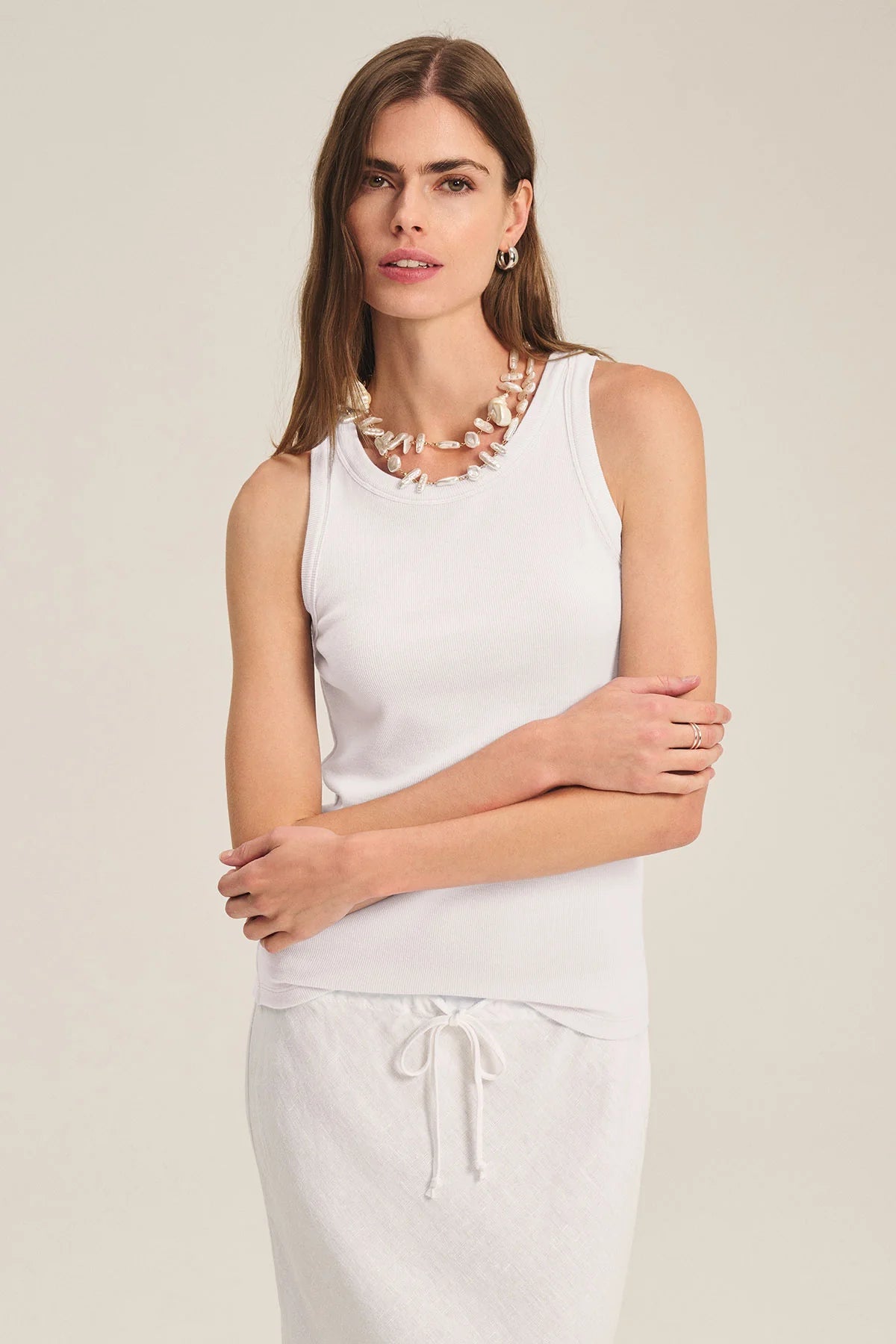 DS MODAL RIB TANK T-Shirts VELVET WHITE S