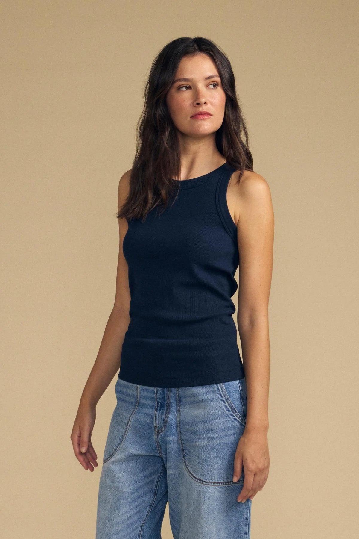 DS Modal Rib Tank Woman VELVET L Navy