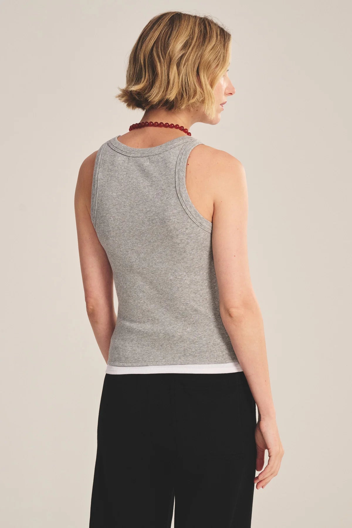DS MODAL RIB TOP T-Shirts VELVET HEATHER GREY/WHITE XXL
