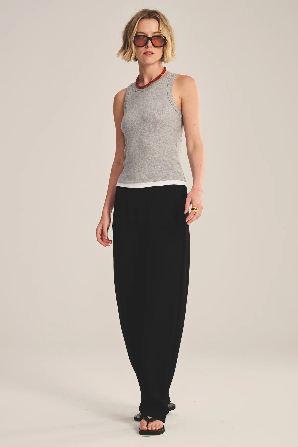 DS MODAL RIB TOP T-Shirts VELVET HEATHER GREY/WHITE XL