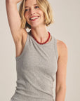 DS MODAL RIB TOP Woman VELVET HEATHER GREY/WHITE S