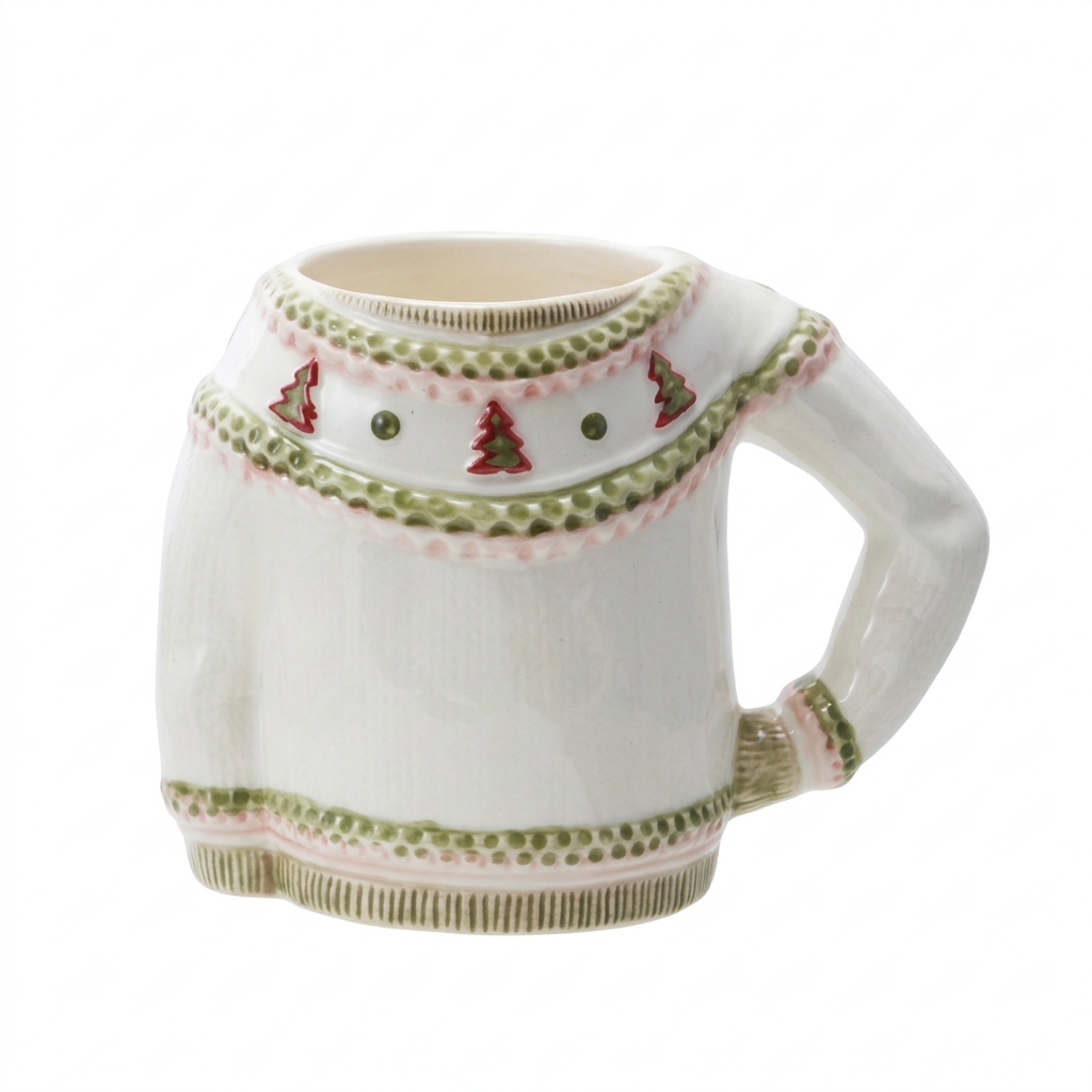 3" Rd x4-1/2"H Green Stoneware Sassy Sweater - XS8285C