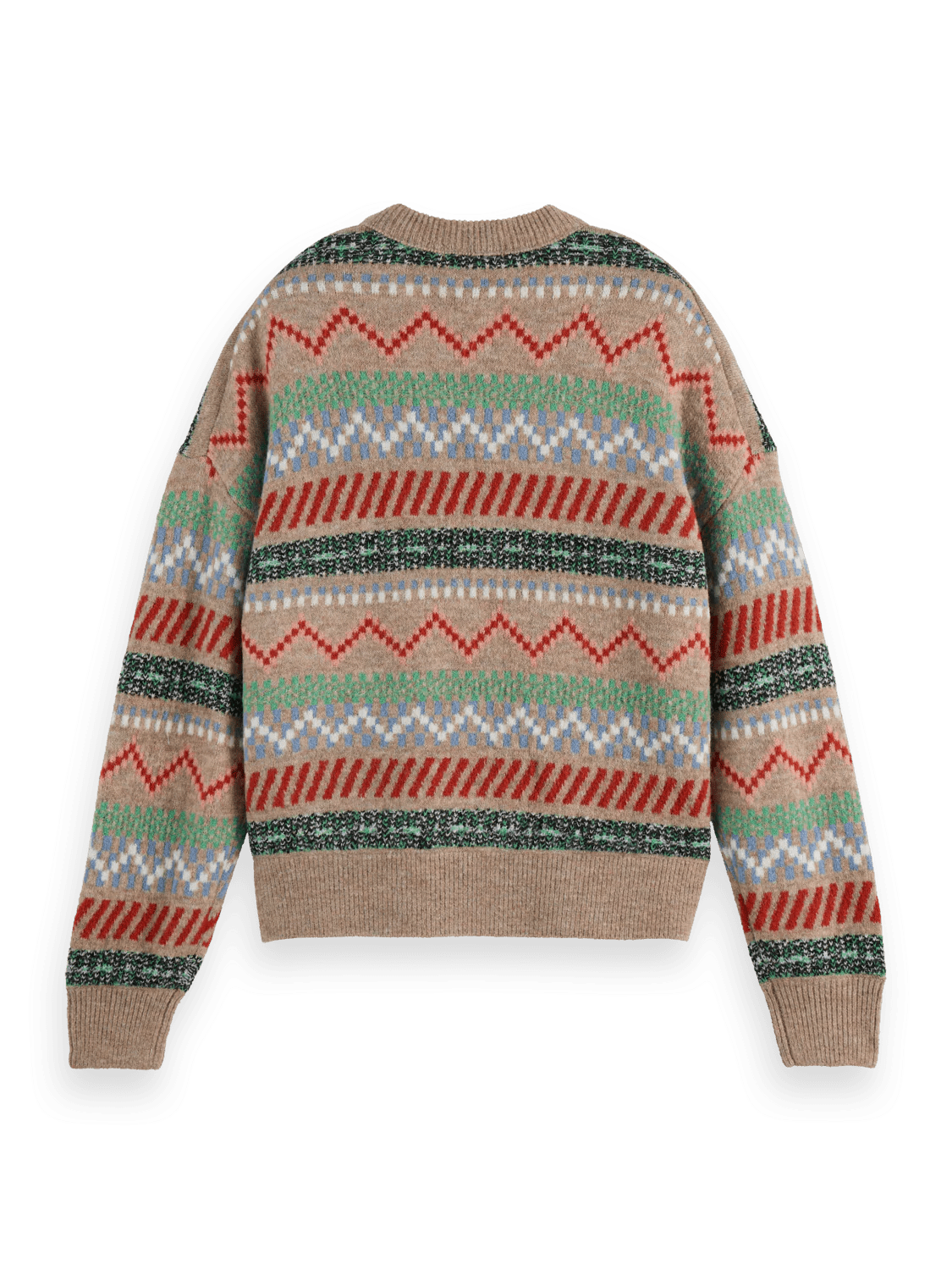 Pull Ben Sherman Mi-laine Rouge Fair Isle, Col Shawl, Demi-zipper - Neuf Sans étiquettes