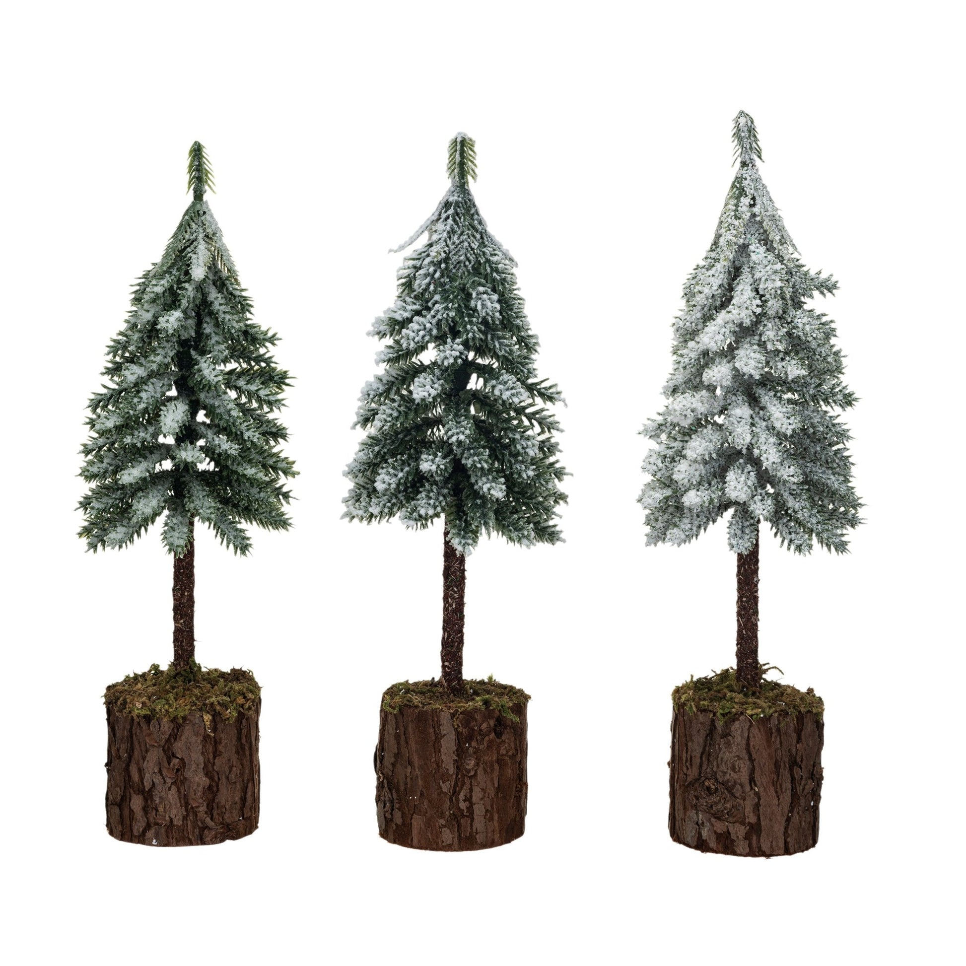Faux Fir Tree w/ Natural Wood Slice & Moss Base, xs6417A Creative Coop