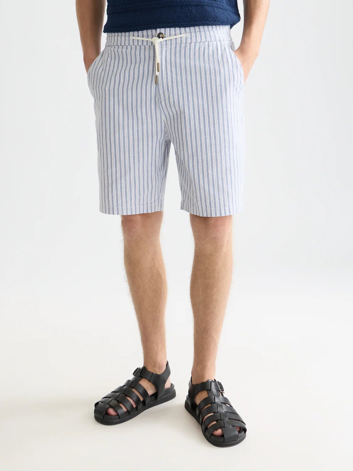 Fave Cotton-Linen Yarn-Dyed Regular-Fit Bermuda Shorts Men Shorts Scotch Soda Homme Infinity Stripe 30