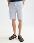 Fave Cotton-Linen Yarn-Dyed Regular-Fit Bermuda Shorts Men Shorts Scotch Soda Homme Infinity Stripe 30