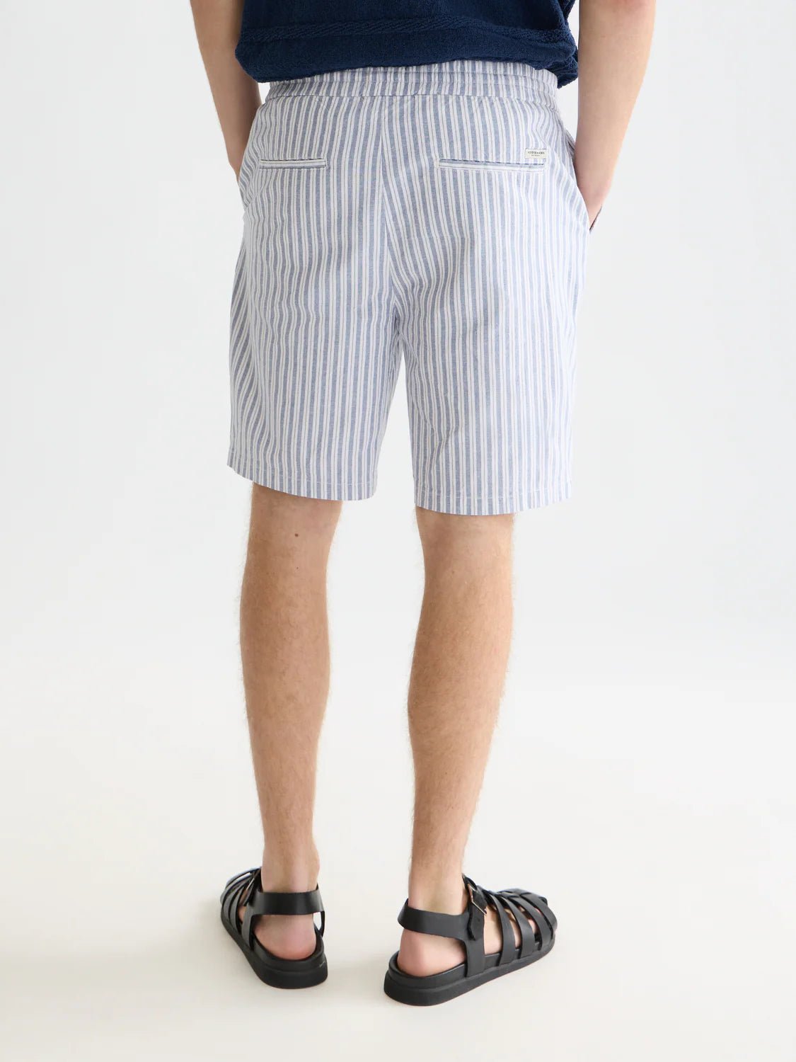 Fave Cotton-Linen Yarn-Dyed Regular-Fit Bermuda Shorts Men Shorts Scotch Soda Homme Infinity Stripe 31