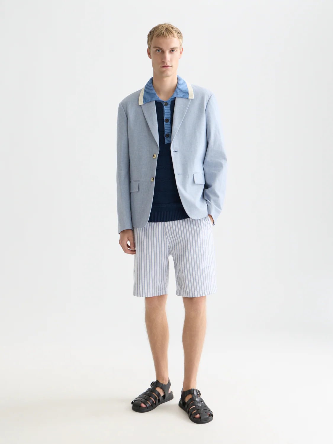 Fave Cotton-Linen Yarn-Dyed Regular-Fit Bermuda Shorts Men Shorts Scotch Soda Homme Infinity Stripe 29