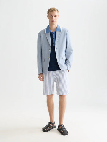 Fave Cotton-Linen Yarn-Dyed Regular-Fit Bermuda Shorts Men Shorts Scotch Soda Homme Infinity Stripe 29