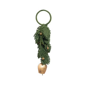 Handmade Wool Felt Leaves Door Hanger w/ Metal Bel xs 8137 Creative Coop