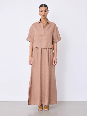 Laia linen polo shirt Polos Notshy MOKA XS