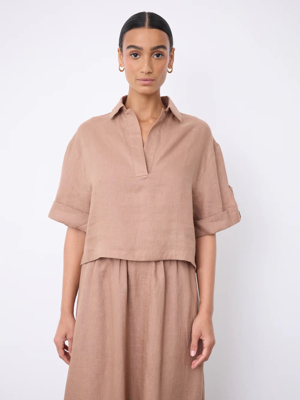 Laia linen polo shirt Polos Notshy MOKA L