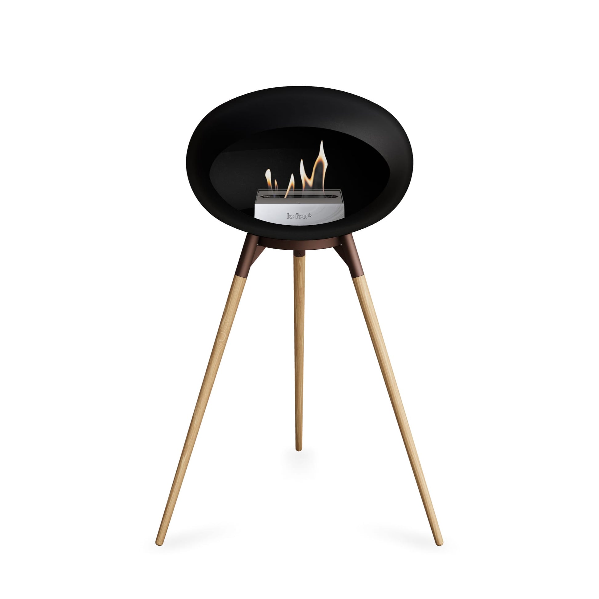 Le Feu Ground High Dome <br>Black Fireplaces Nüline Distribution mocca soaptreated oak steel burner