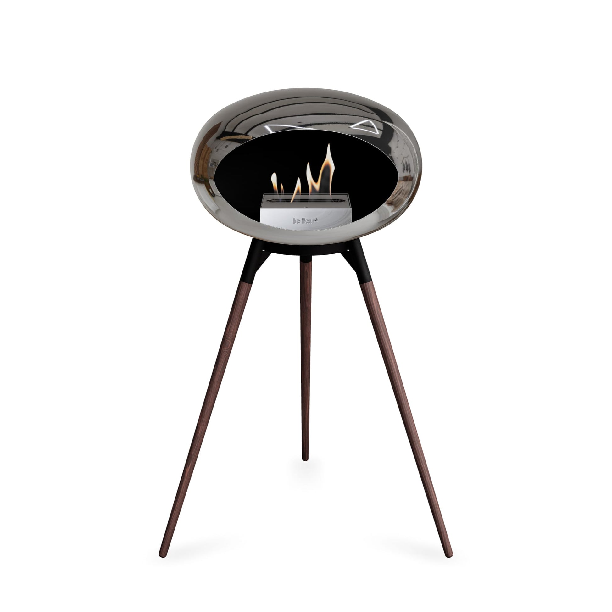 Le Feu Ground High Dome <br>Chromed Silver Fireplaces Nüline Distribution black smoked oak steel burner