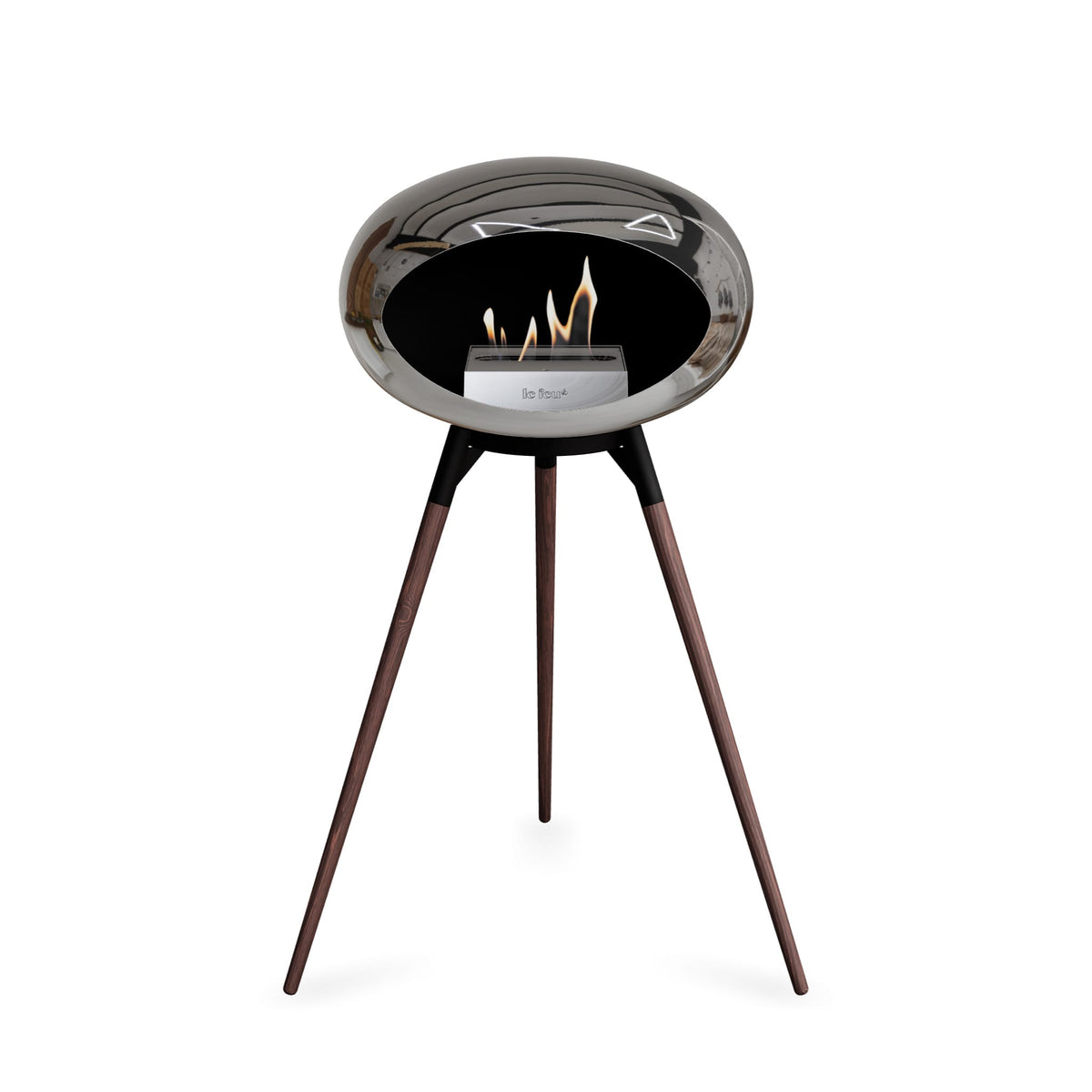 Le Feu Ground High Dome Chromed Silver Fireplaces Nüline Distribution black smoked oak steel burner