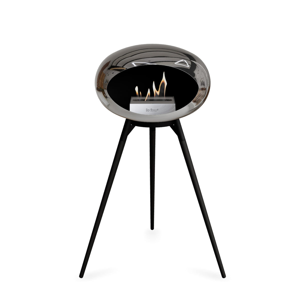 Le Feu Ground High Dome Chromed Silver Fireplaces Nüline Distribution black black oak steel burner