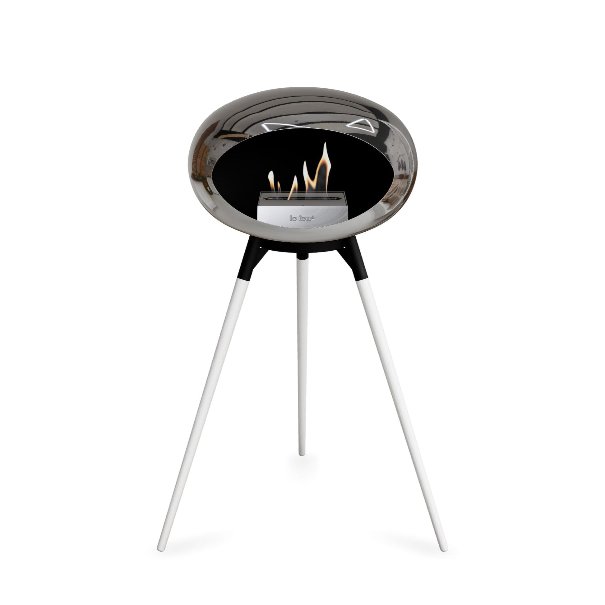 Le Feu Ground High Dome <br>Chromed Silver Fireplaces Nüline Distribution black white oak steel burner