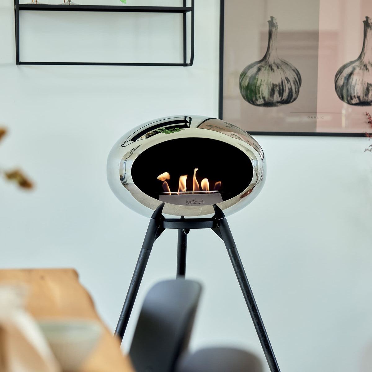 Le Feu Ground High Dome Chromed Silver Fireplaces Nüline Distribution