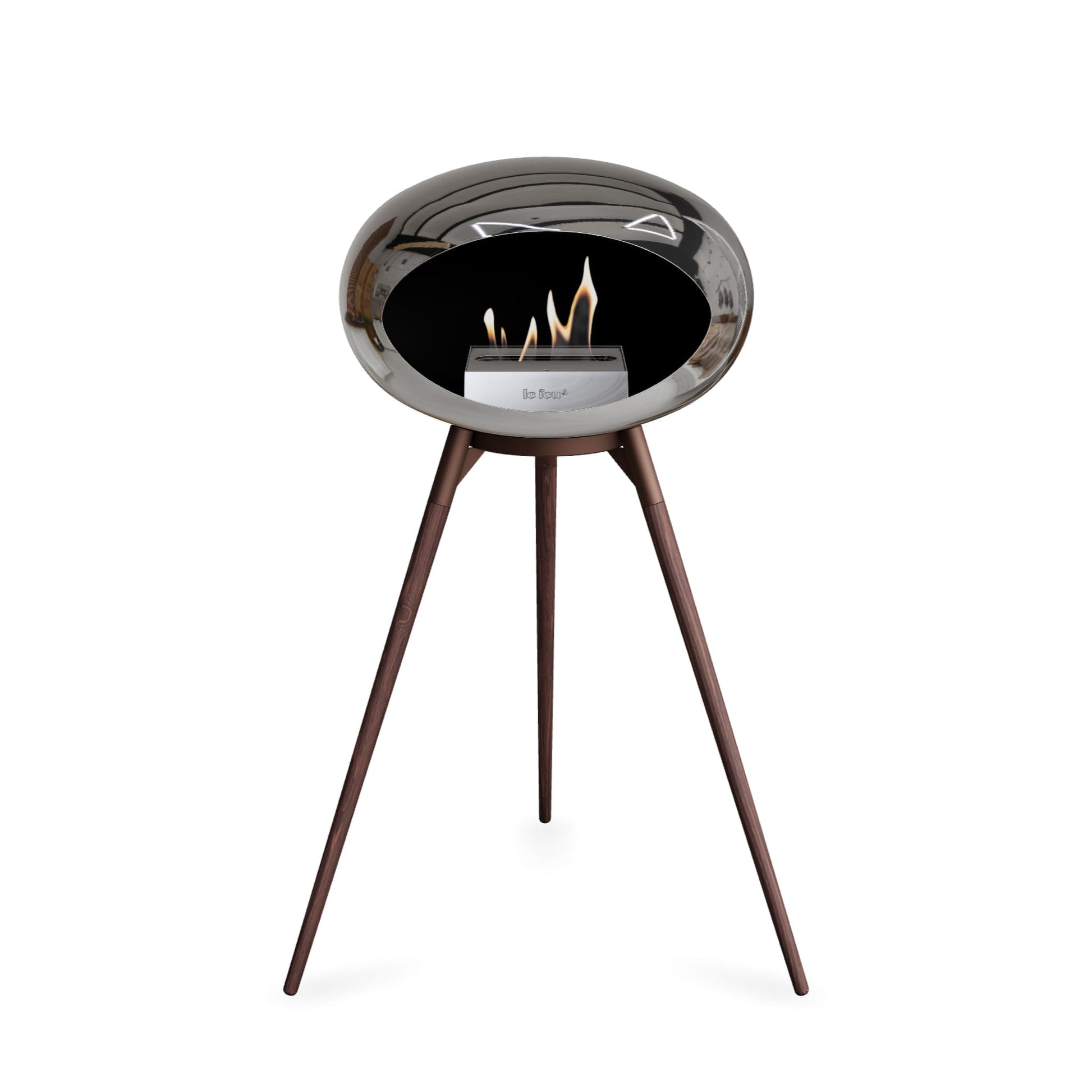 Le Feu Ground High Dome <br>Chromed Silver Fireplaces Nüline Distribution mocca smoked oak steel burner
