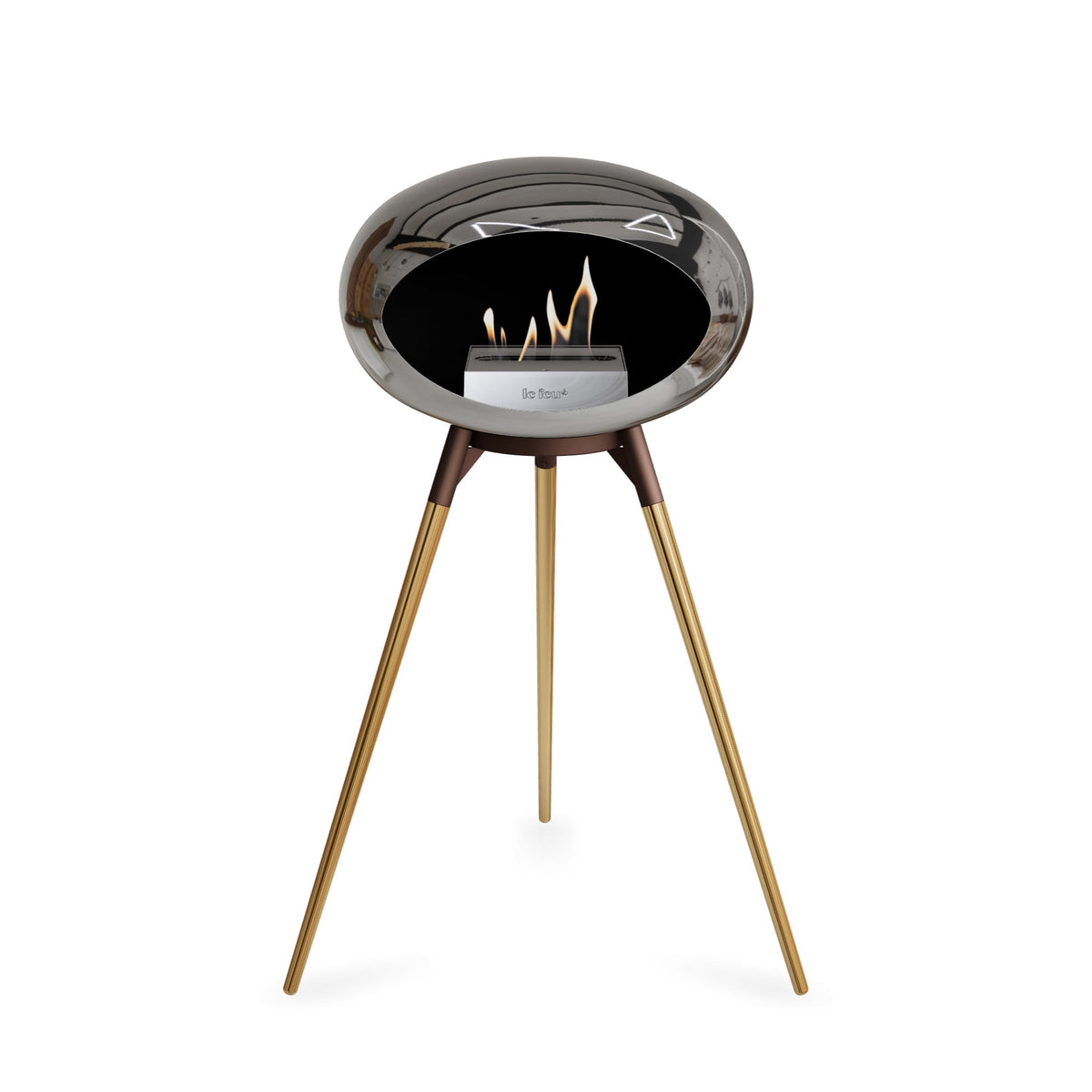 Le Feu Ground High Dome Chromed Silver Fireplaces Nüline Distribution mocca rose gold steel burner