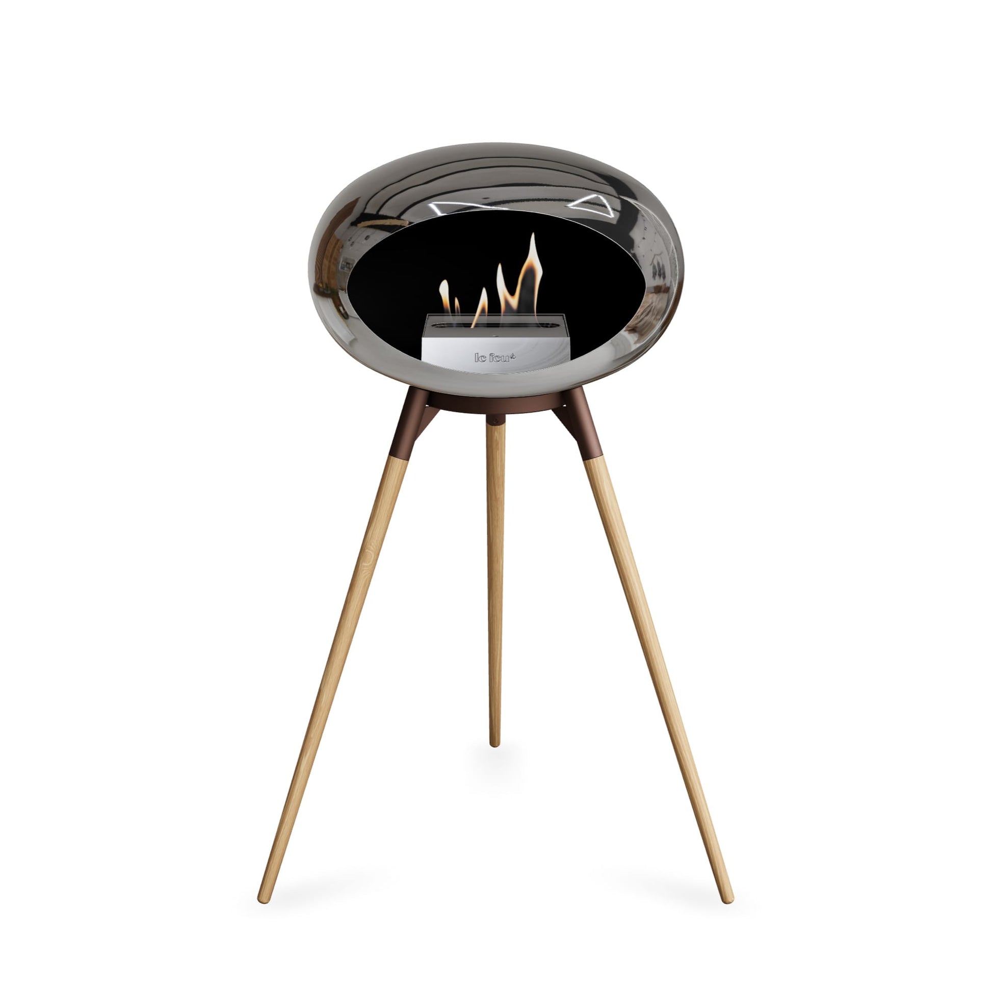 Le Feu Ground High Dome <br>Chromed Silver Fireplaces Nüline Distribution mocca soaptreated oak steel burner