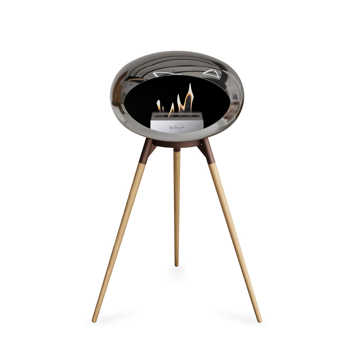 Le Feu Ground High Dome Chromed Silver Fireplaces Nüline Distribution mocca soaptreated oak steel burner