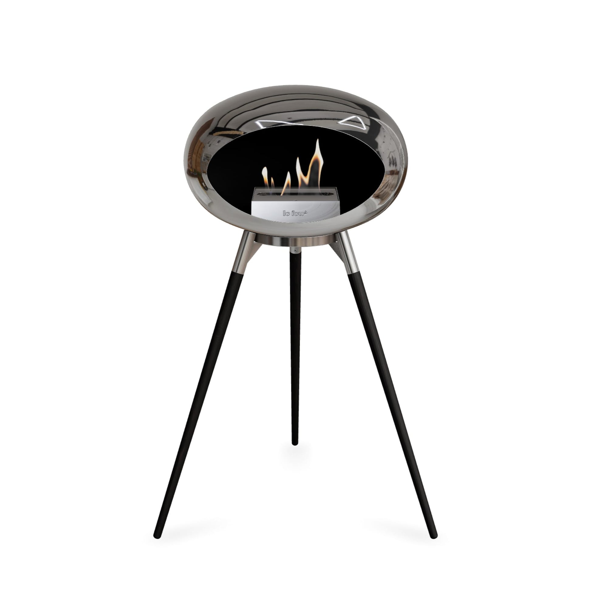 Le Feu Ground High Dome <br>Chromed Silver Fireplaces Nüline Distribution polished steel black oak steel burner