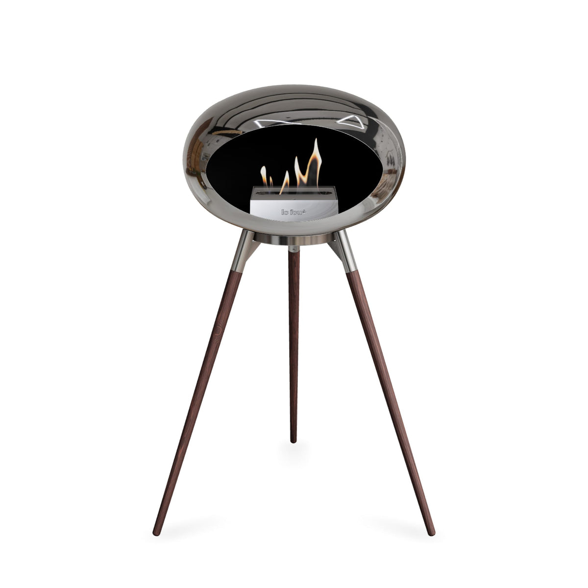 Le Feu Ground High Dome Chromed Silver Fireplaces Nüline Distribution polished steel smoked oak steel burner