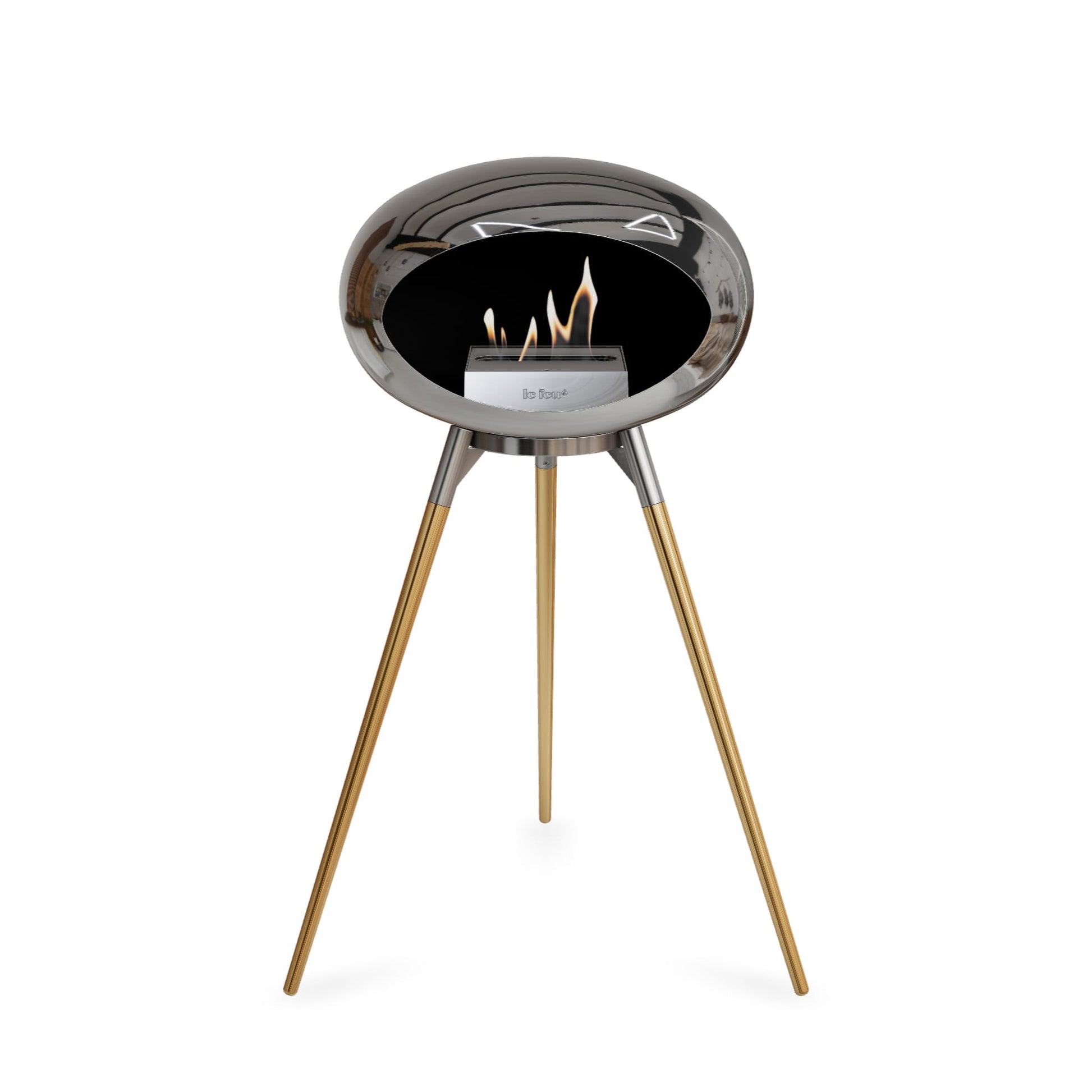 Le Feu Ground High Dome <br>Chromed Silver Fireplaces Nüline Distribution polished steel rose gold steel burner