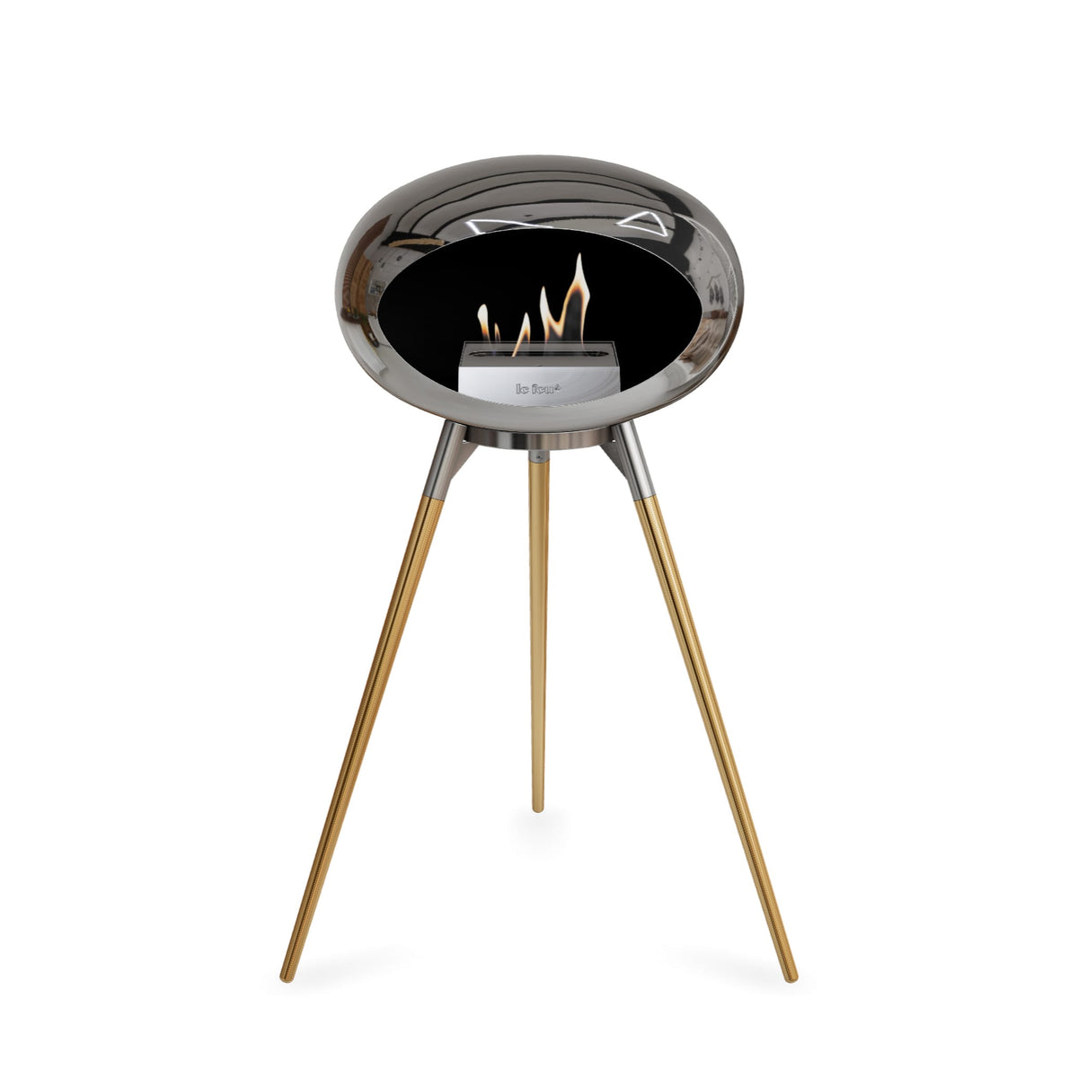 Le Feu Ground High Dome Chromed Silver Fireplaces Nüline Distribution polished steel rose gold steel burner