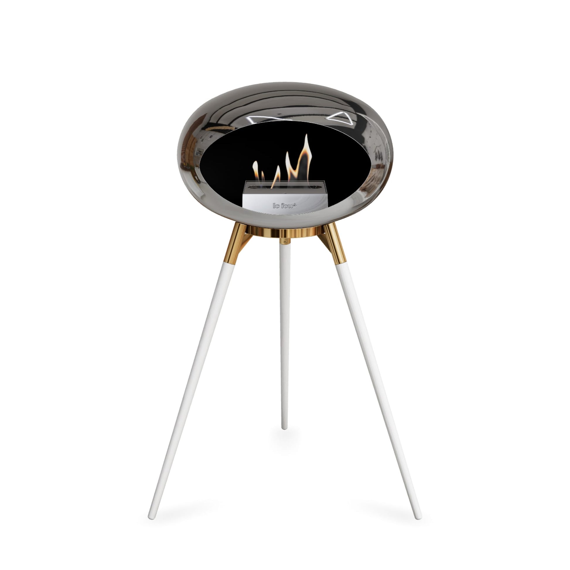 Le Feu Ground High Dome <br>Chromed Silver Fireplaces Nüline Distribution rose gold white oak steel burner