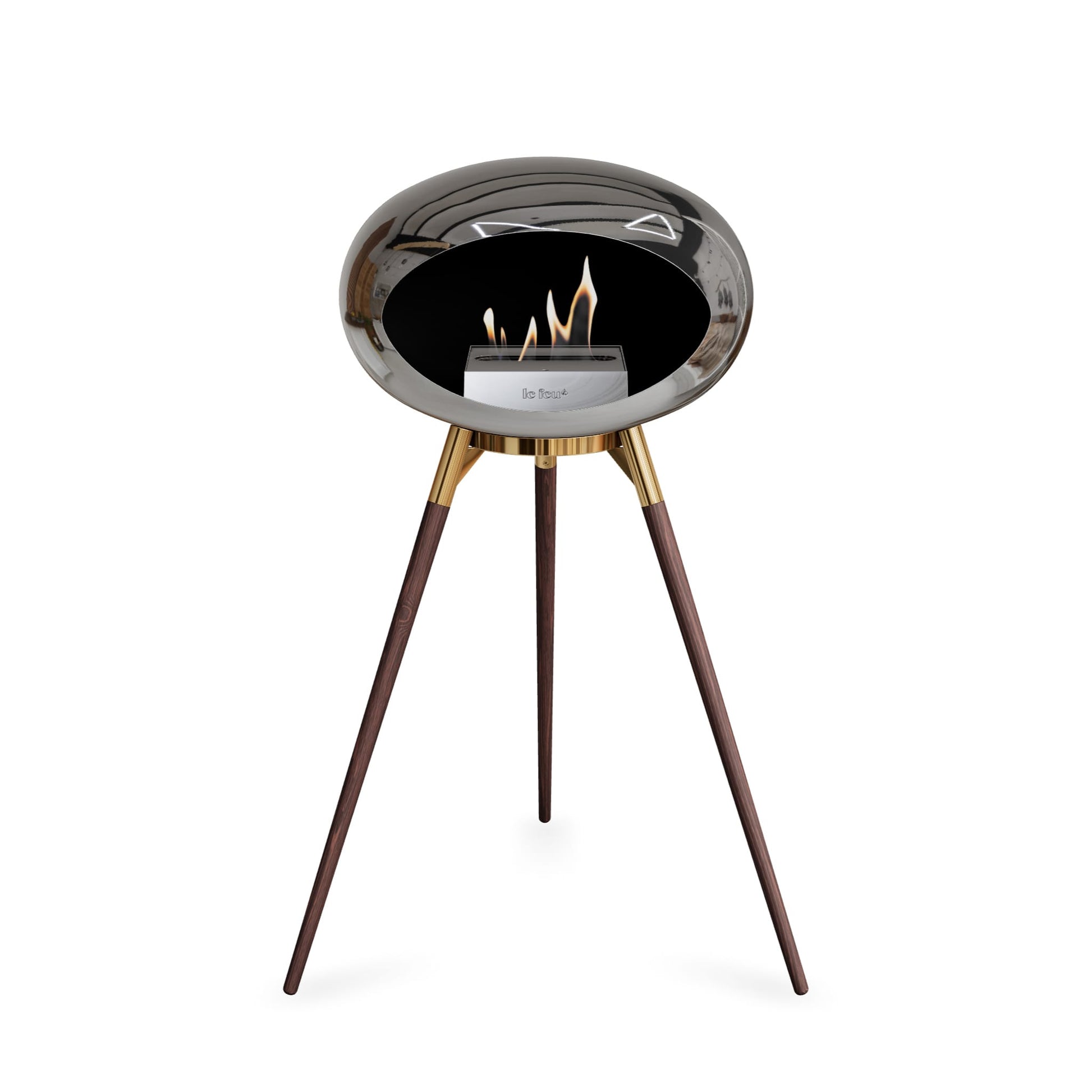 Le Feu Ground High Dome <br>Chromed Silver Fireplaces Nüline Distribution rose gold smoked oak steel burner