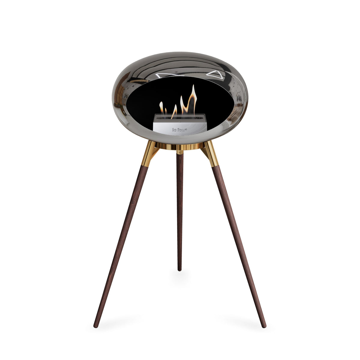 Le Feu Ground High Dome Chromed Silver Fireplaces Nüline Distribution rose gold smoked oak steel burner