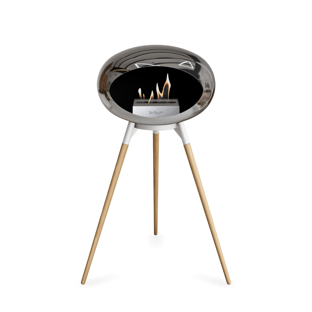 Le Feu Ground High Dome Chromed Silver Fireplaces Nüline Distribution white soaptreated oak steel burner