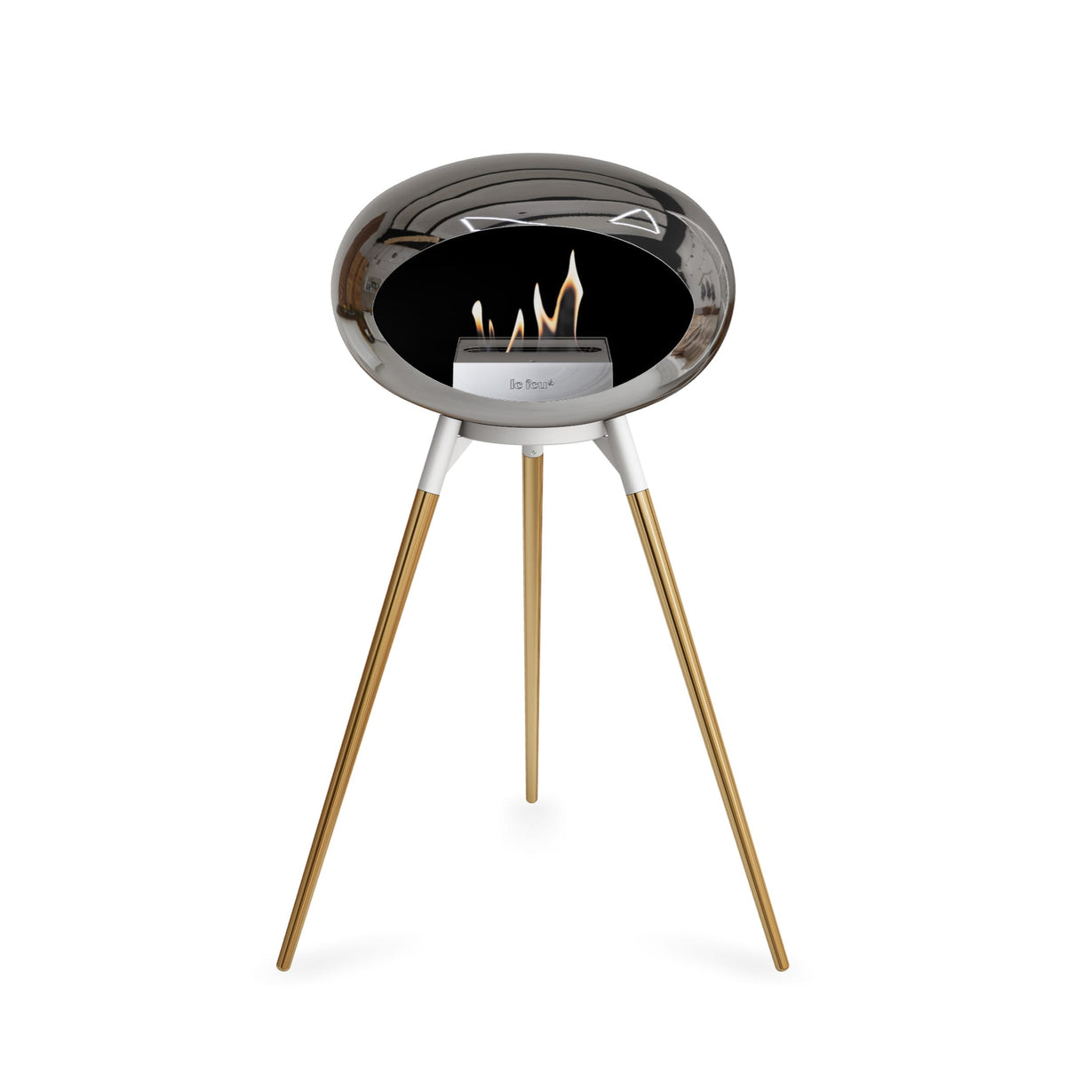 Le Feu Ground High Dome Chromed Silver Fireplaces Nüline Distribution white rose gold steel burner