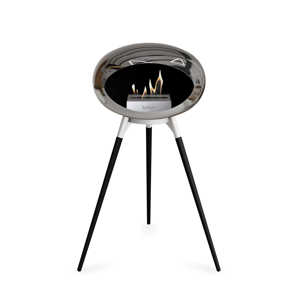Le Feu Ground High Dome Chromed Silver Fireplaces Nüline Distribution white black oak steel burner