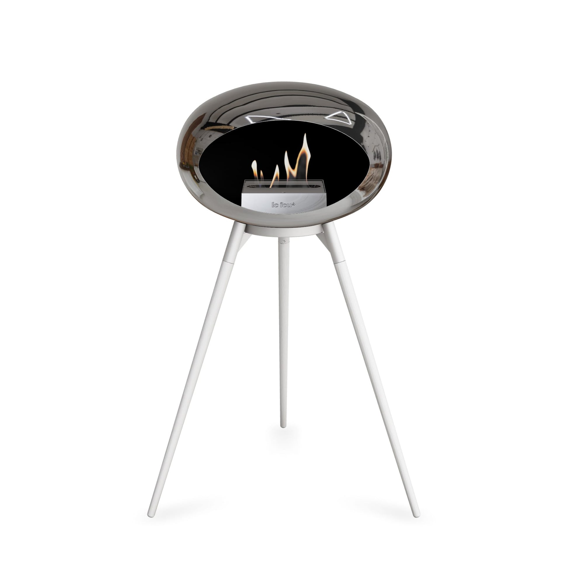 Le Feu Ground High Dome <br>Chromed Silver Fireplaces Nüline Distribution white white oak steel burner