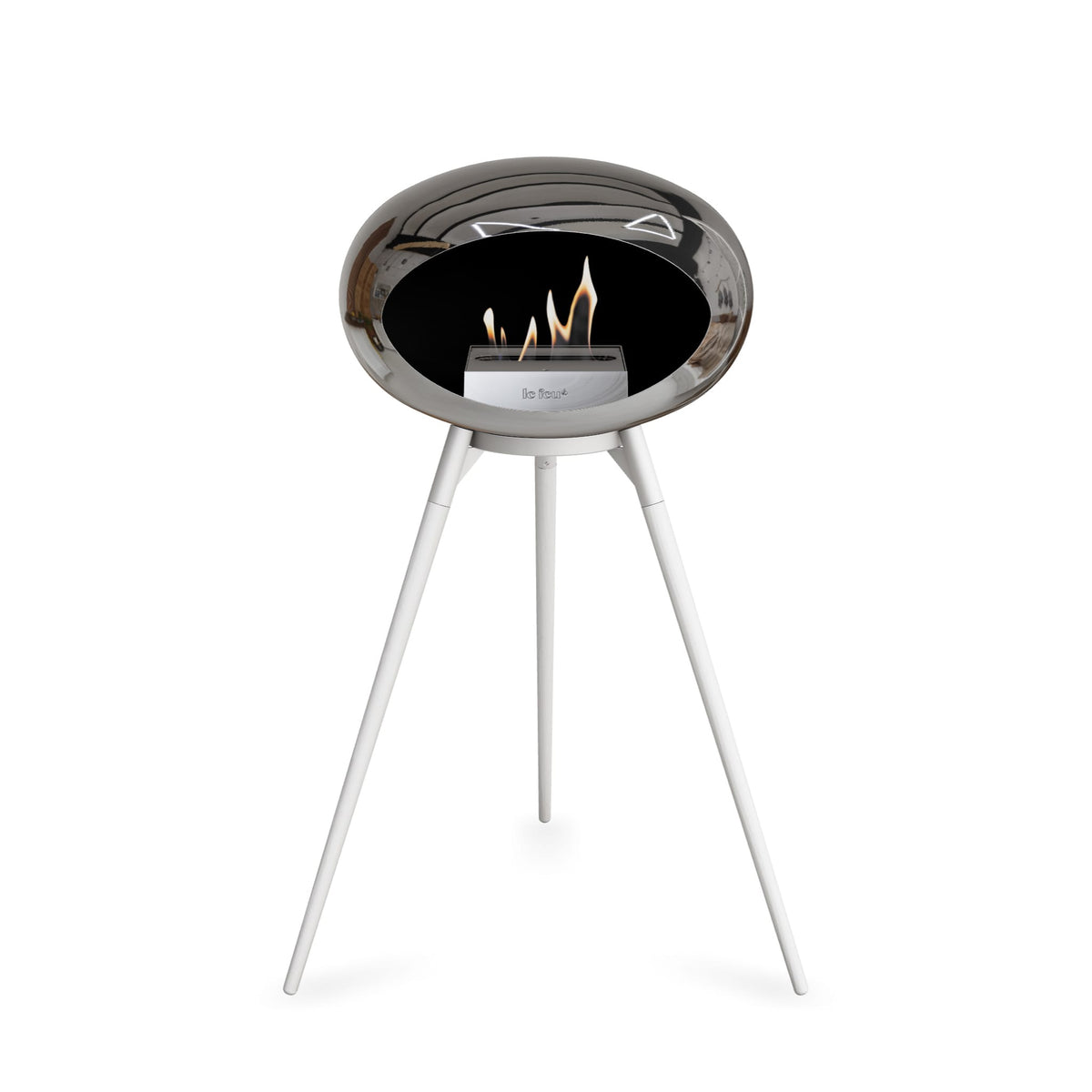 Le Feu Ground High Dome Chromed Silver Fireplaces Nüline Distribution white white oak steel burner