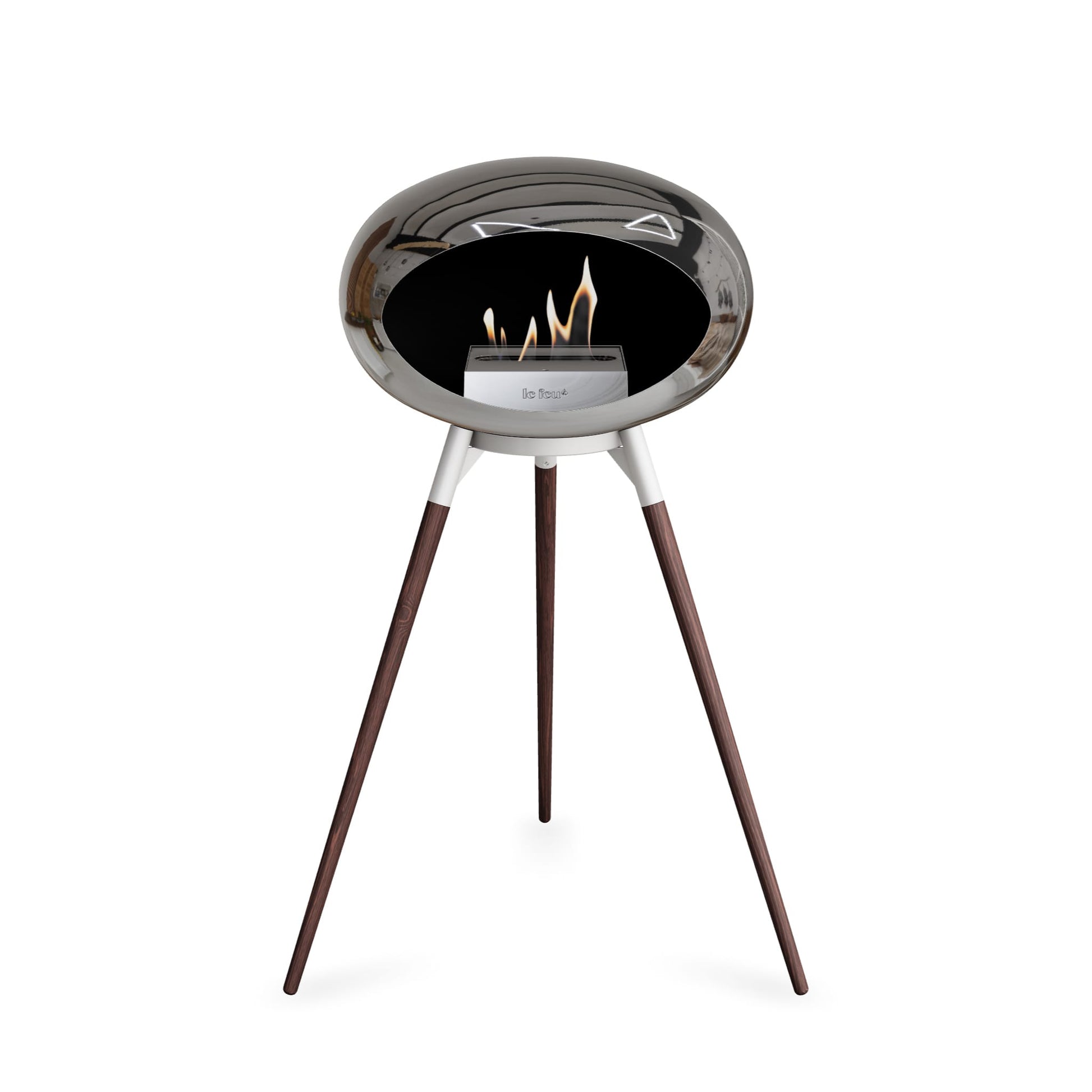 Le Feu Ground High Dome <br>Chromed Silver Fireplaces Nüline Distribution white smoked oak steel burner