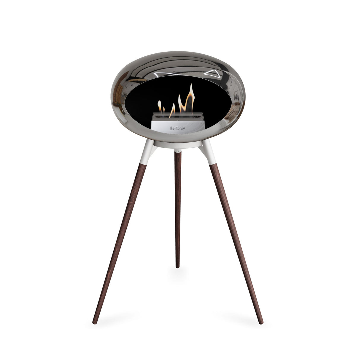 Le Feu Ground High Dome Chromed Silver Fireplaces Nüline Distribution white smoked oak steel burner