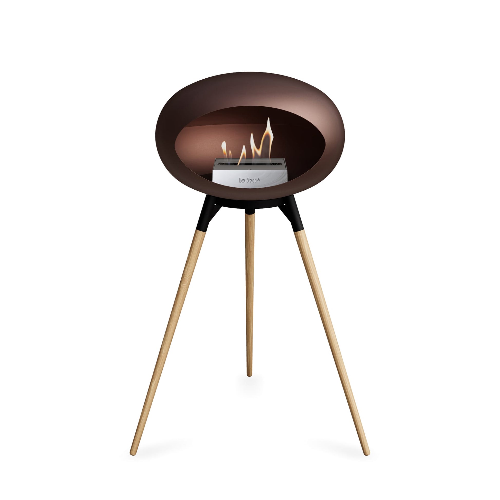 Le Feu Ground High Dome <br>Mocca Fireplaces Nüline Distribution black soaptreated oak steel burner