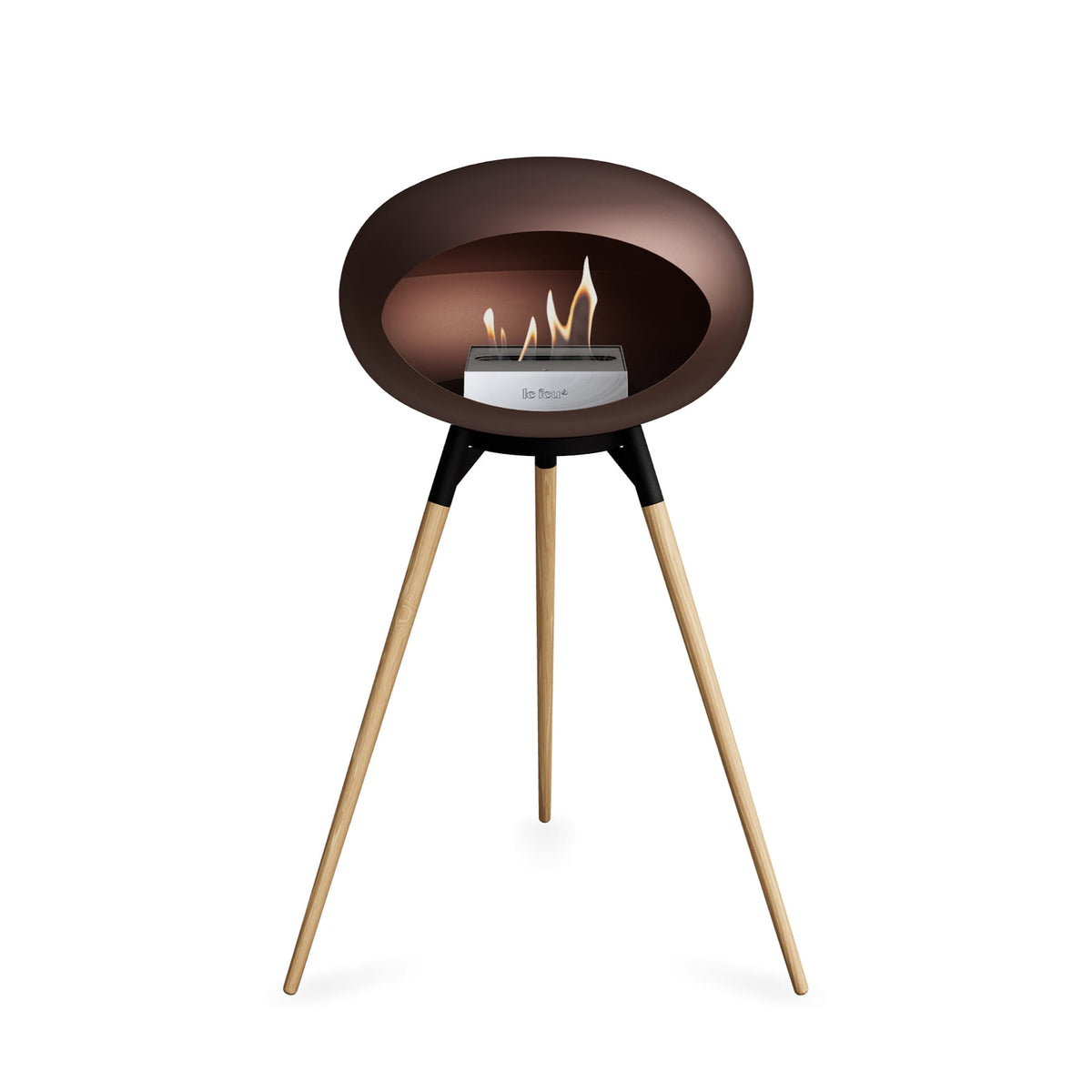 Le Feu Ground High Dome Mocca Fireplaces Nüline Distribution black soaptreated oak steel burner